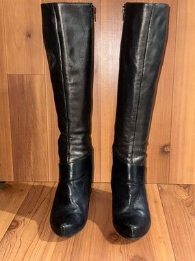 Chie Mihara Black Leather Knee Zip Boots